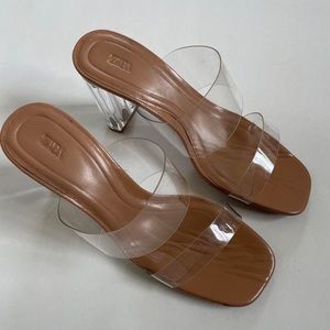 Zara Vinyl Sandals with Methacrylate Heels. Size 8